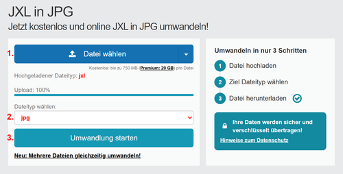 Anleitung JXL Dateien online in JPG konvertieren
