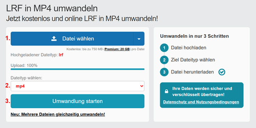 Anleitung LRF Dateien online in MP4 konvertieren