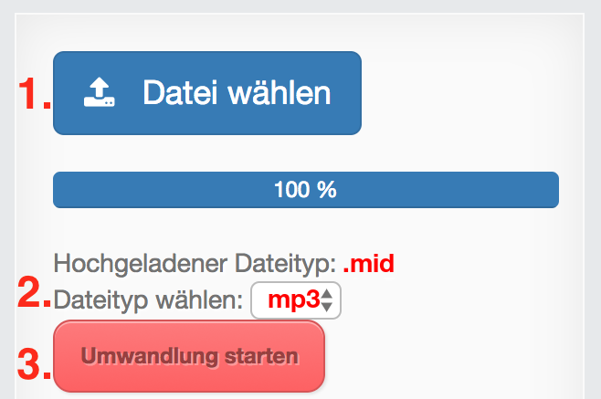 Anleitung MID Dateien online in MP3 konvertieren