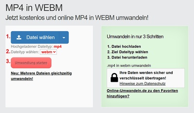Anleitung MP4 Dateien online in WEBM konvertieren