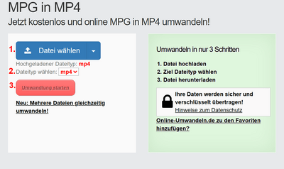 Anleitung MPG Dateien online in MP4 konvertieren