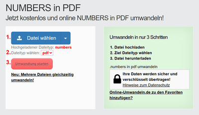 Anleitung NUMBERS Dateien online in PDF konvertieren