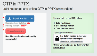 Anleitung OTP Dateien online in PPTX konvertieren