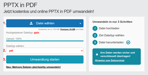 Anleitung PPTX Dateien online in PDF konvertieren