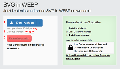 Anleitung SVG Dateien online in WEBP konvertieren