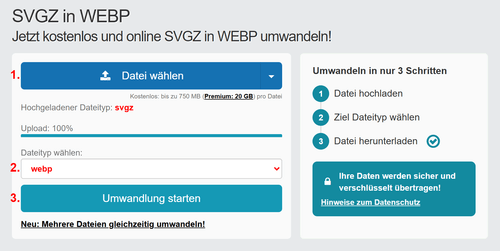 Anleitung SVGZ Dateien online in WEBP konvertieren