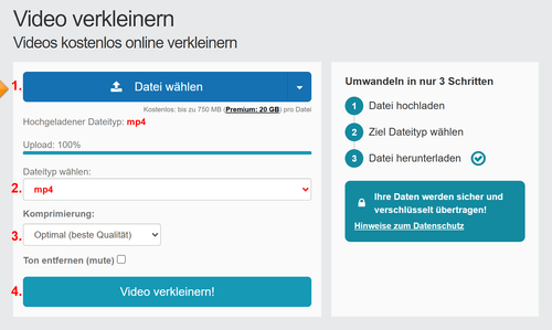Videos online verkleinern - Schritt-für-Schritt