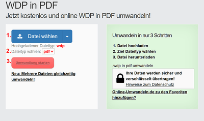 Anleitung WDP Dateien online in PDF konvertieren