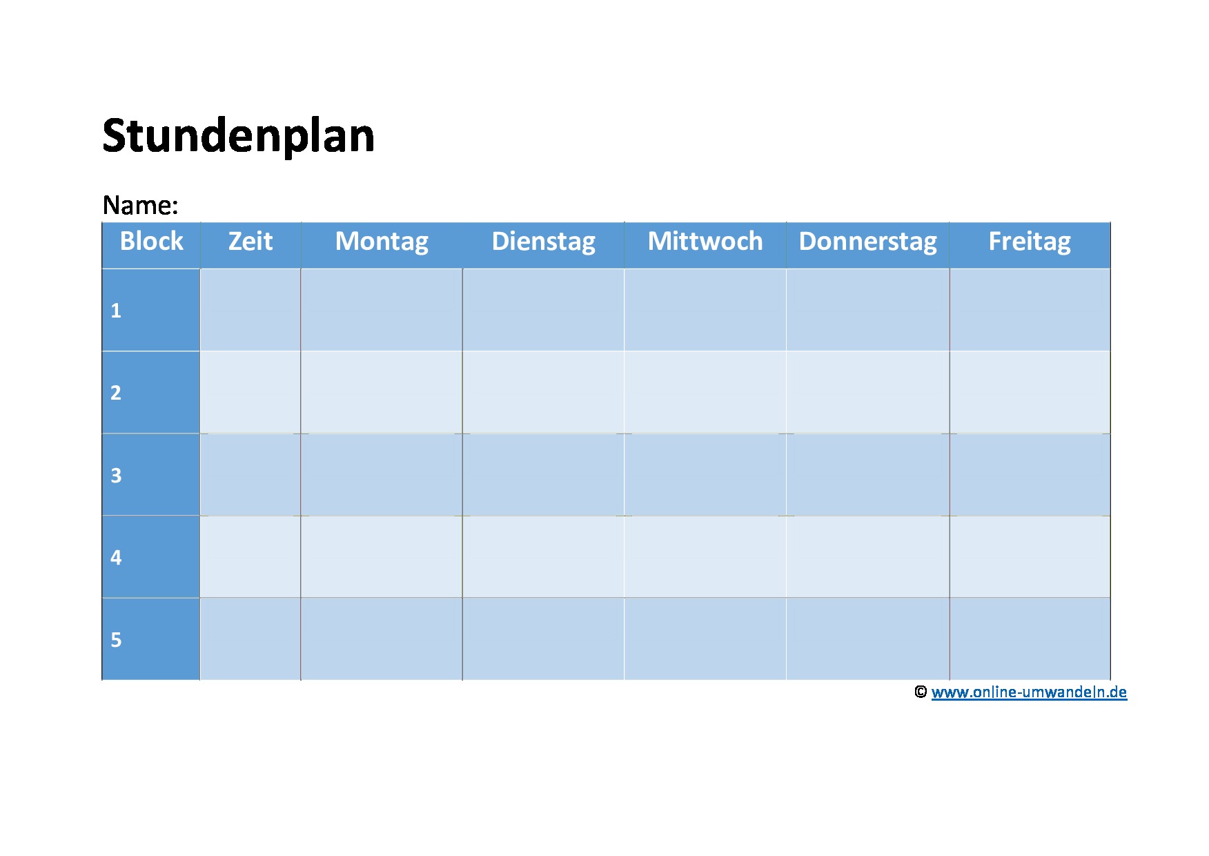 Stundenplan Vorlagen doc und pdf - Online-Umwandeln.de